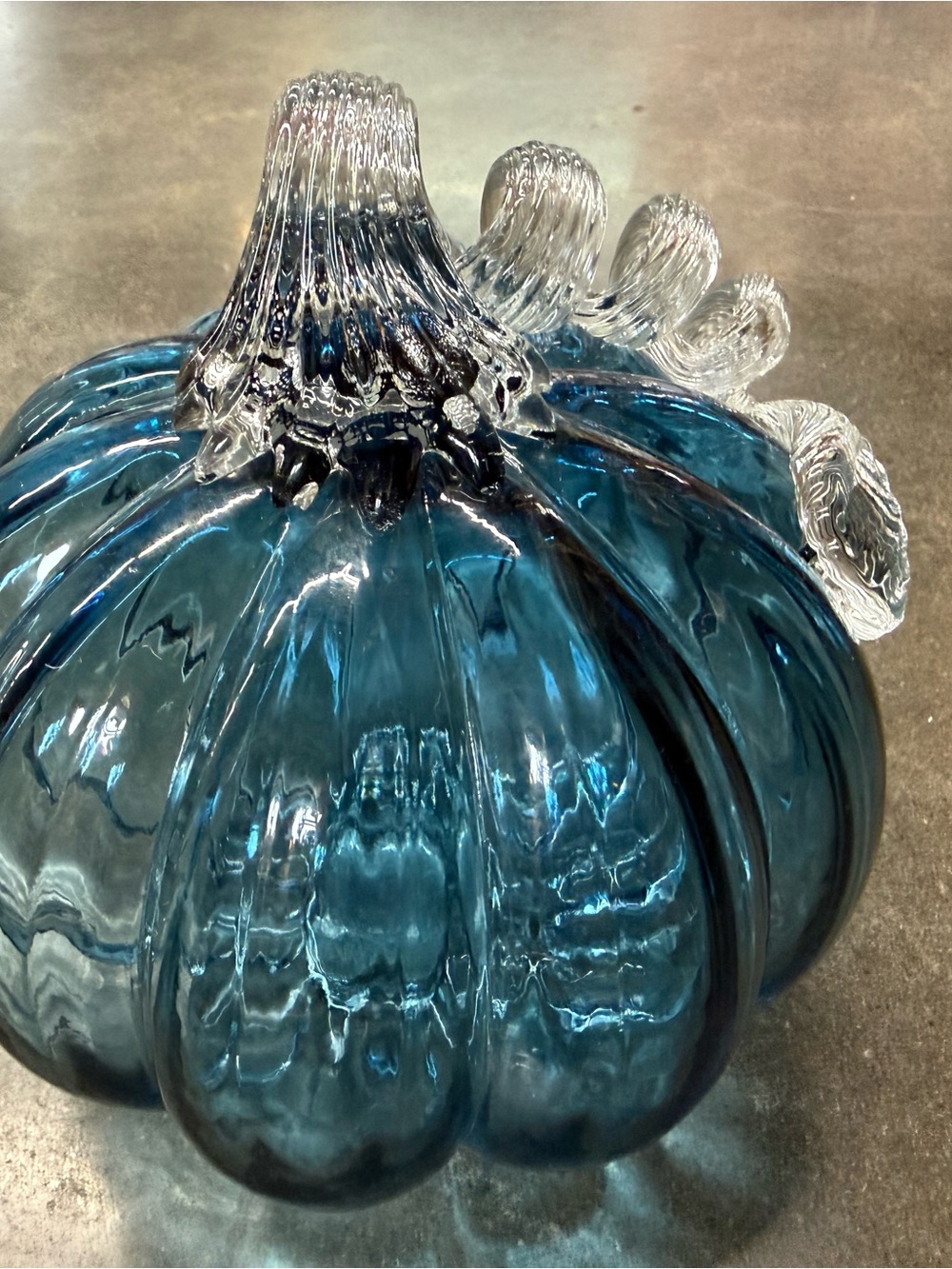 Art Glass Teal Pumpkin